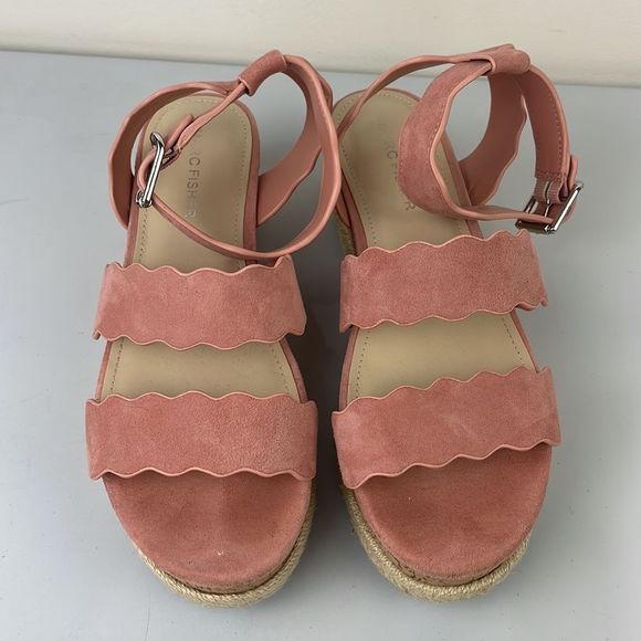 Marc Fisher ‘Fayme’ Suede Ankle Strap Platform Sandals Sz 7.5 Pink Leather - Picture 3 of 9